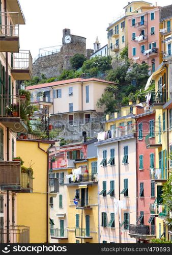 view of Cinque Terre region village Riomaggiore