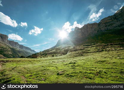 View of Circo de Soaso, Ordesa National Park, Aragon. Pyrenees Mountains, Spain