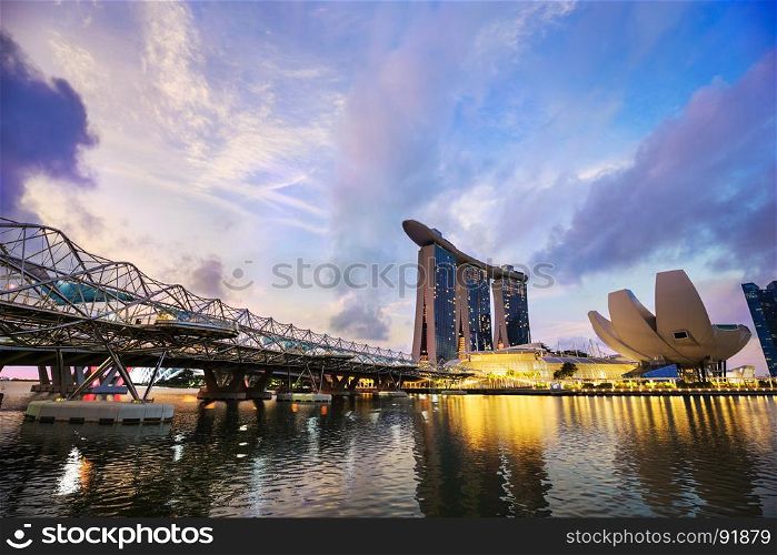 view of cityscape of Singapore city at sunrise