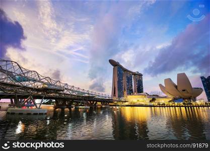 view of cityscape of Singapore city at sunrise