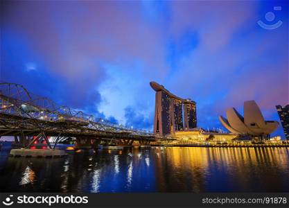 view of cityscape of Singapore city sy night