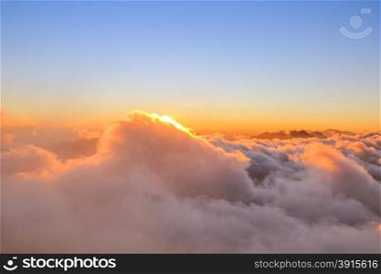 view of clouds from high mountain