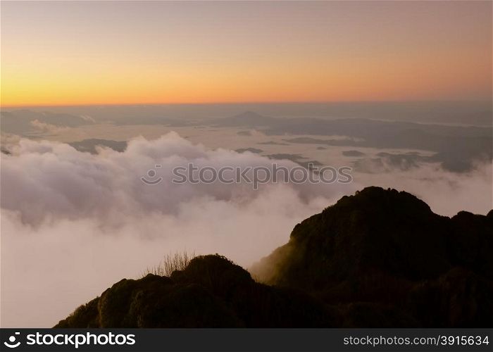 view of clouds from high mountain