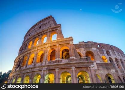 View of Colosseum in Rome at twilight, Italy, Europe.