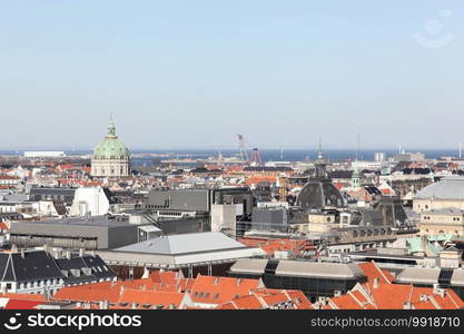 View of Copenhagen city from the danish parliament tower, Denmark