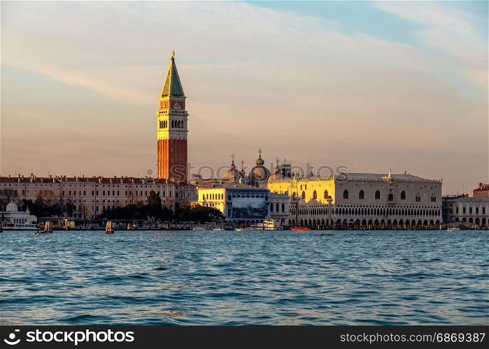 View of Doge?s Palace, Campanella and San Marco Cathedral from the Grand Canal, Venice, Italy