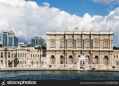 View of Dolmabahce Palace from the Golden Horn, Istanbul, Turkey