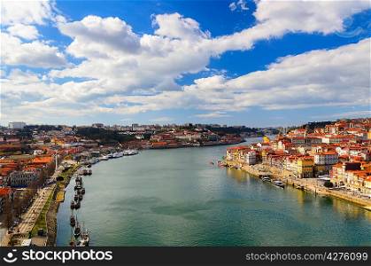 view of Douro river at Porto, Portugal