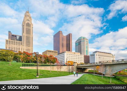 View of downtown Columbus Ohio Skyline in USA