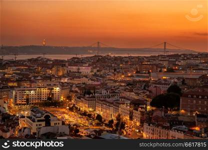  View of dowton Lisbon, from Senhora do Monte viewpoint in Lisbon