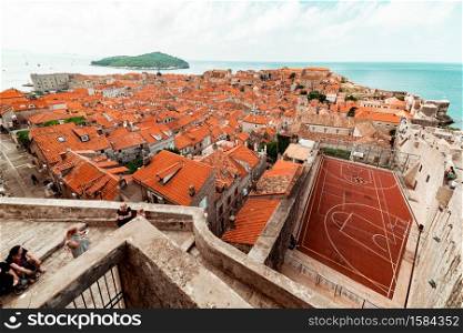 View of Dubrovnik old city and its misshapen field