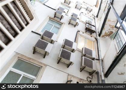 View of dwelling house with air-conditioners. Dwelling house