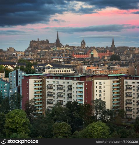 View of Edinburgh from Holyrood Park in the Morning, Scotland, United Kingdom