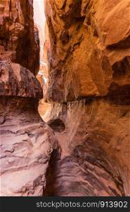 View of Eroded cliff of Khazali canyon in Wadi Rum, Jordan