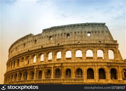 view of famous ancient Colosseum in Rome, Italy
