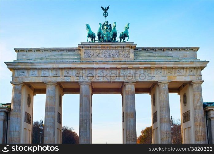 View of famous Brandenburg gate in Berlin, Germany