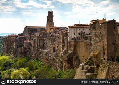 view of famous italian town Pitigliano from the viewpoint