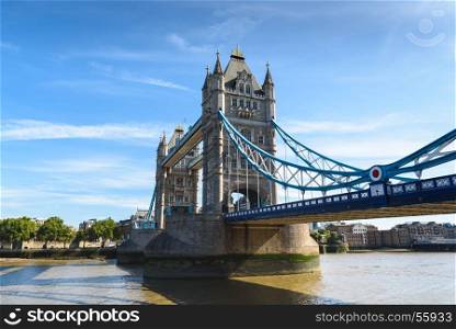 view of famous Tower Bridge over the River Thames, London, UK, England