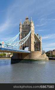 view of famous Tower Bridge over the River Thames, London, UK, England