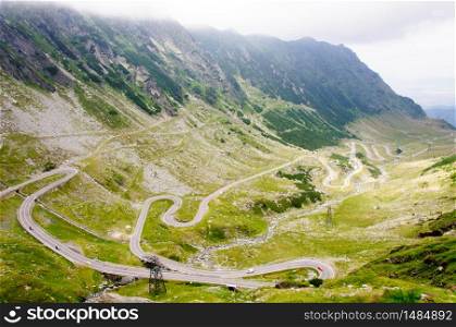 View of famous Transfagarasan Highway, the second-highest paved road in Romania