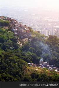 view of favela on a hill of Rio de Janeiro Brazil