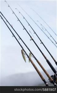 View of fishing rods, Skeena-Queen Charlotte Regional District, Haida Gwaii, Graham Island, British Columbia, Canada