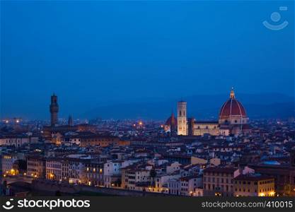view of Florence at the evening time from the viewpoint. province of Siena. Tuscany, Italy