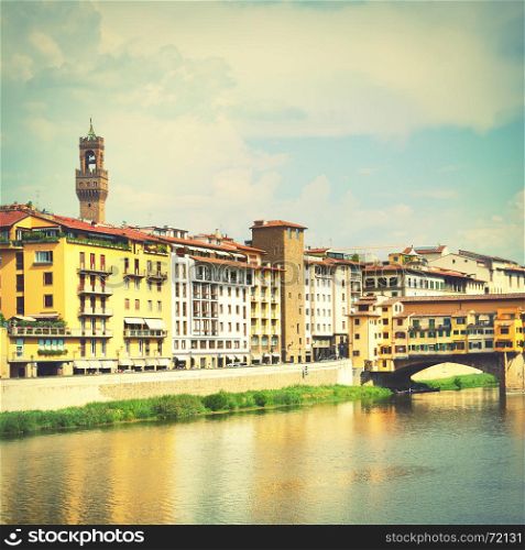 View of Florence near Ponte Vecchio bridge, Italy