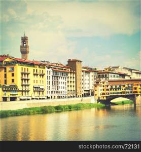 View of Florence near Ponte Vecchio bridge, Italy