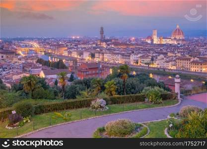 View of Florence skyline from top view in Italy