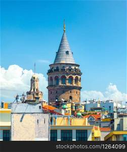 View of Galata Tower and in Istanbul. Galata tower and in Turkey