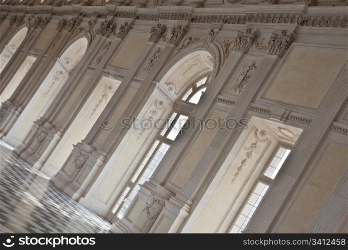 View of Galleria di Diana in Venaria Royal Palace, close to Torino, Piemonte region
