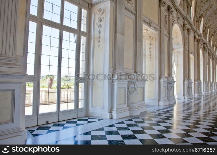 View of Galleria di Diana in Venaria Royal Palace, close to Torino, Piemonte region