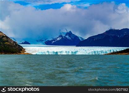 View of Glacier Perito Moreno and Argentina Lake at The National Park Los Glaciares in Patagonia Argentina