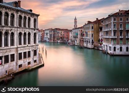 View of Grand Canal and Santi Apostoli Church from Rialto Bridge, Venice, Italy