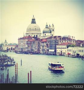 View of Grand Canal in Venice, Italy. Retro style filtred image