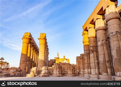 View of Grand colonnade in Luxor Temple complex, the entrance to the Temple of Amun of the Opet, Luxor, Egypt.