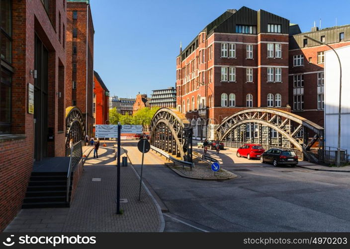 view of Hamburg, Germany. street view of Hamburg, Germany