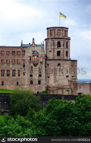 View of Heidelberg Palace at the beautiful medieval city of Heidelberg in Germany.
