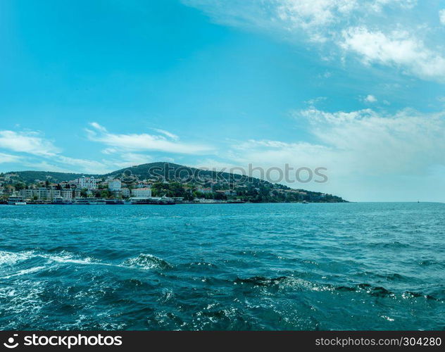 View of Heybeliada island.The island is one of four islands named Princes Islands in the Sea of Marmara, near Istanbul, Turkey.20 May 2017. View of Heybeliada island in Istanbul, Turkey