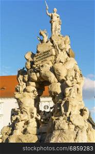 View of historical statue in Zelny trh square, city Brno czech republic .