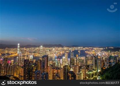 View of Hong Kong during sunset hours