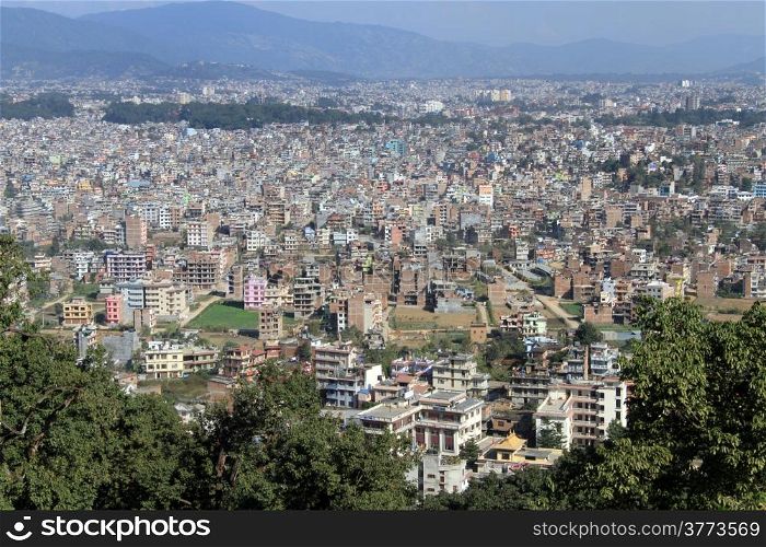 View of houses in Kathmandu in Nepal