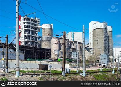 View of Huge industrial concrete plant. Russian Federation