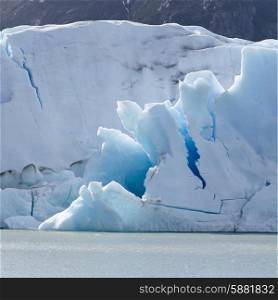 View of icebergs in lake, Grey Glacier, Grey Lake, Torres del Paine National Park, Patagonia, Chile