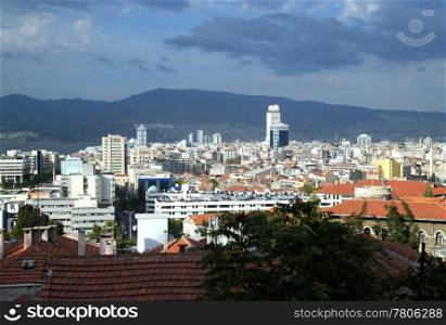 View of Izmir city and leady clouds in Turkey.