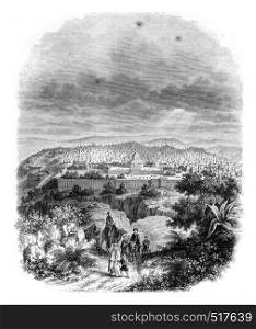 View of Jerusalem, vintage engraved illustration. Magasin Pittoresque 1845.