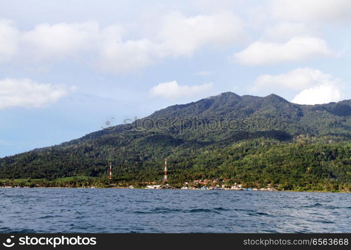 View of Kalianda from sea in Indonesia