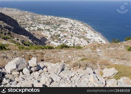 View of Kamari on the island Santorini.