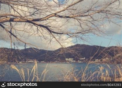 View of kawaguchiko lake, Japan.